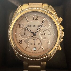 Michael Kors Gold Chronograph Watch with Crystal Detailing